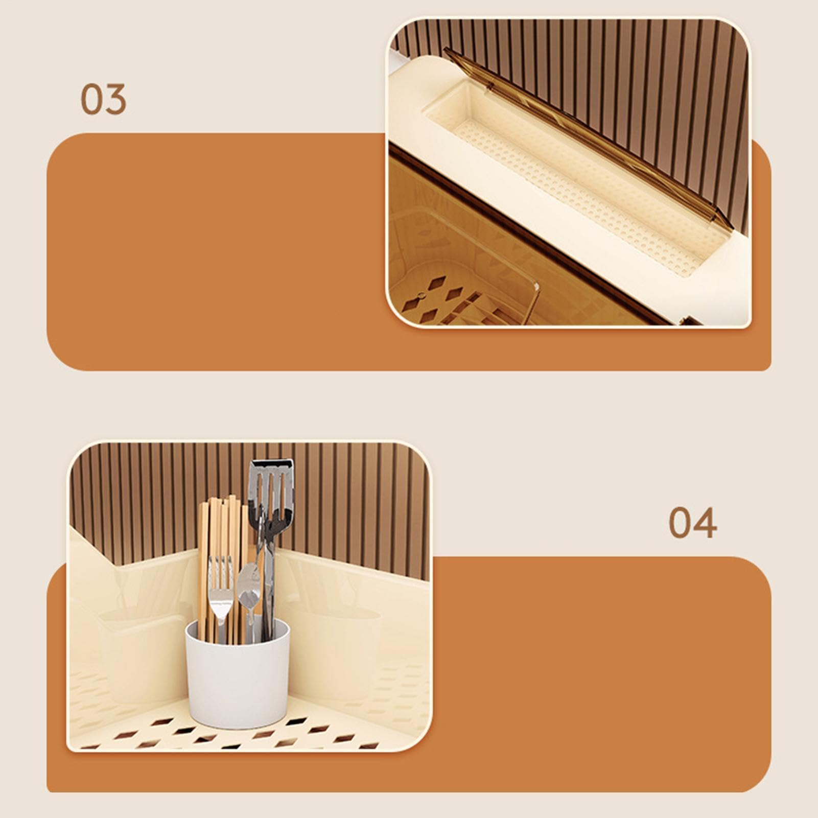 Küchenspüle-Organizer, Abtropfbox, Abtropfgestell, für Küche, Schlafsaal, Arbeitsplatte, Badezimmer, Esszimmer, Wohnung, Restaurant