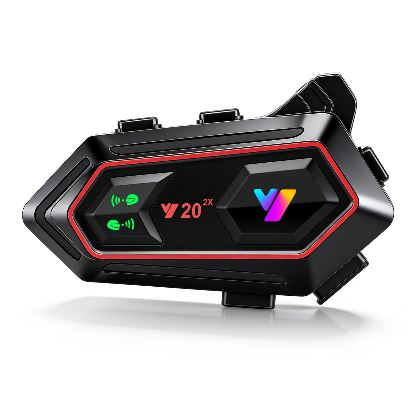 Motorradhelm Headset, 800m Zwei-Personen Intercom+Dual-BT-Verbindung, IPX6 1000mAh und CVC Rauschunterdrückung Helm Kopfhörer, 2-in-1 Mik für meisten Helmen, für Motorrad Motorcycle Fahrrad