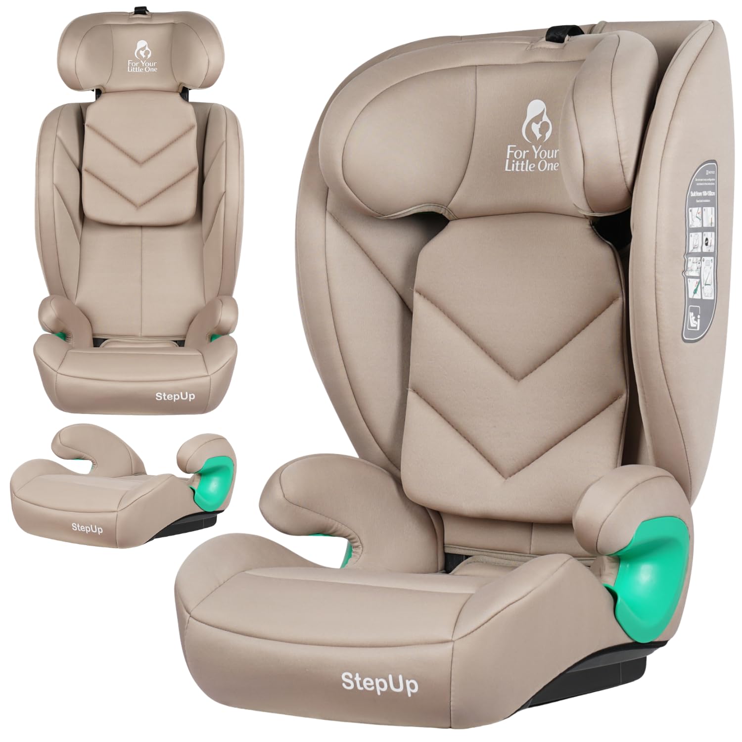 For Your Little One StepUp i-Size R129 Car Seat 100-150cm, 4-12 Years - Latte Beige