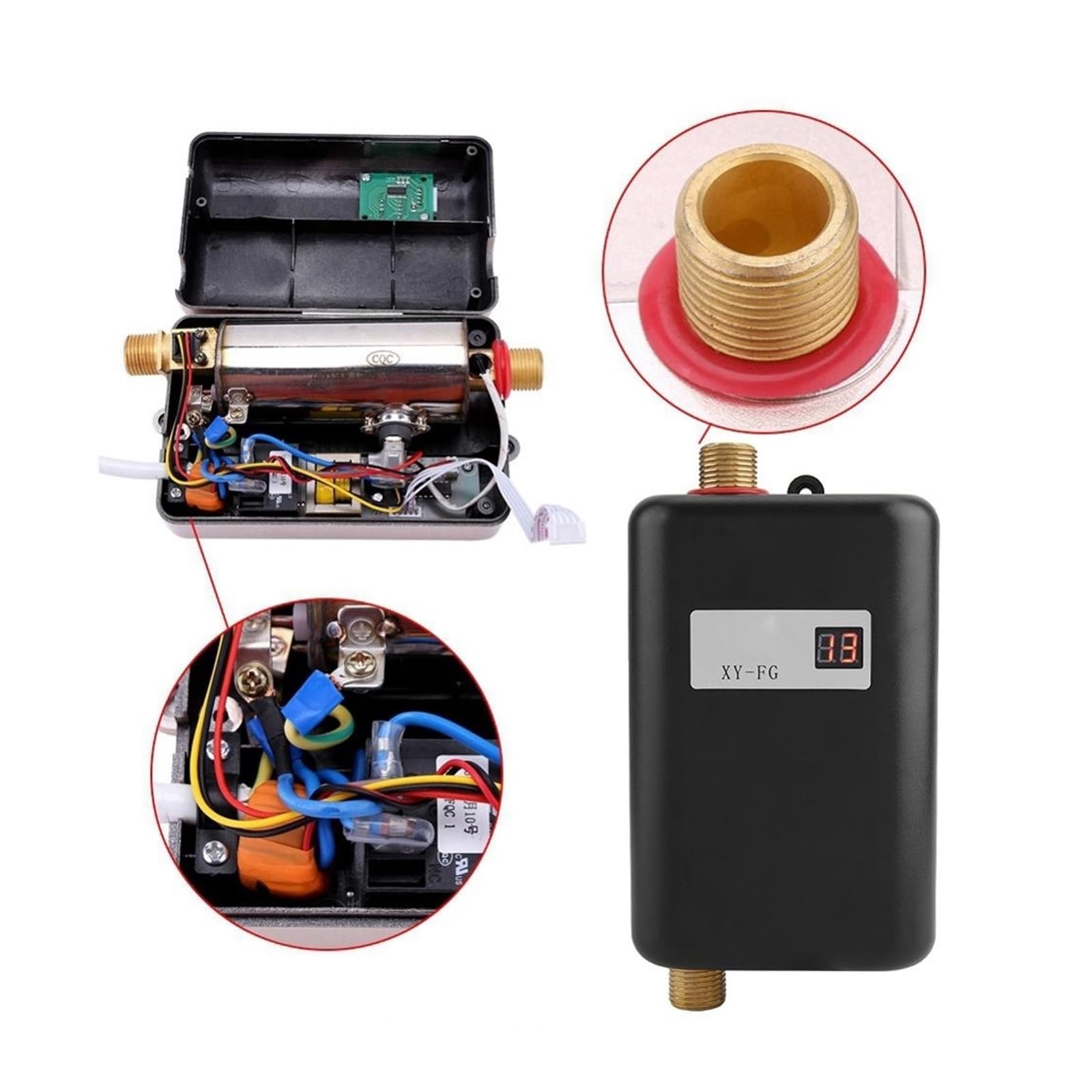 Podgrzewacz wody przepływowy, 3400W Przepływowy Podgrzewacz Wody Elektryczny Bezzbiornikowy Podgrzewacz Wody Elektryczny Podgrzewacz Wody Prysznic 3 Sekundy Na Gorąco(Nero)