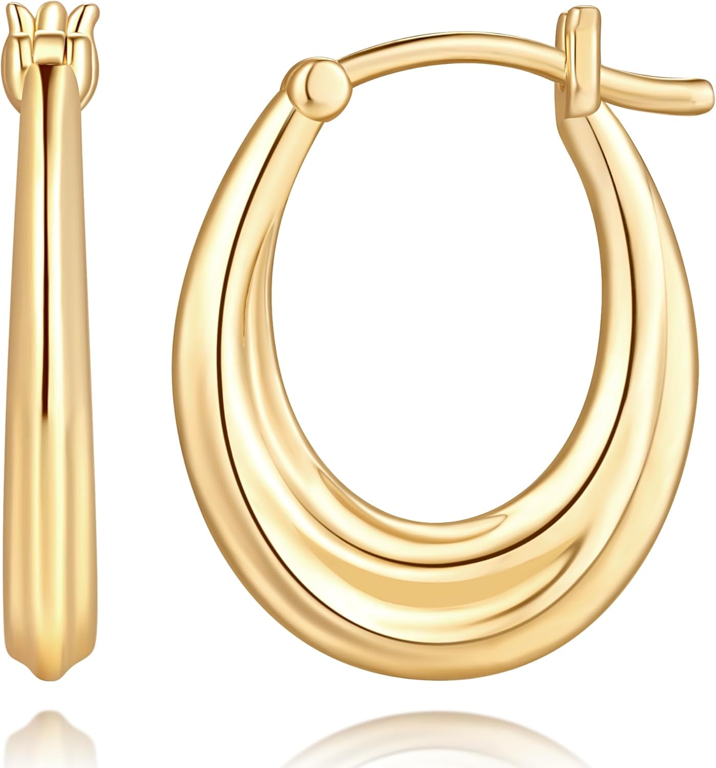 14K Gold Hoop Earrings for Women 14K Gold Earrings for Women Gold Hoop Earring for Womens Hoops Graceful Curved Silhouette Hoops Earring for Womens 21mm