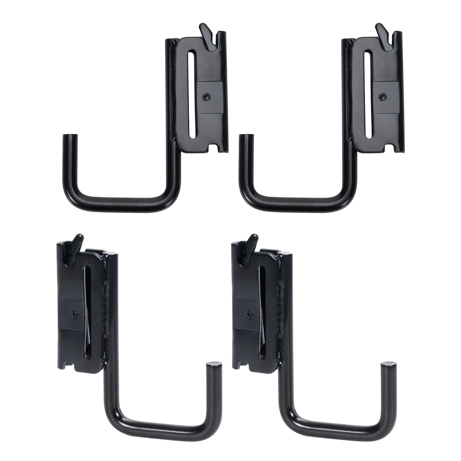 Trailer Cargo Hook Set, 4 Black Metal E Track J Hooks with 2 Inch Channel Fit