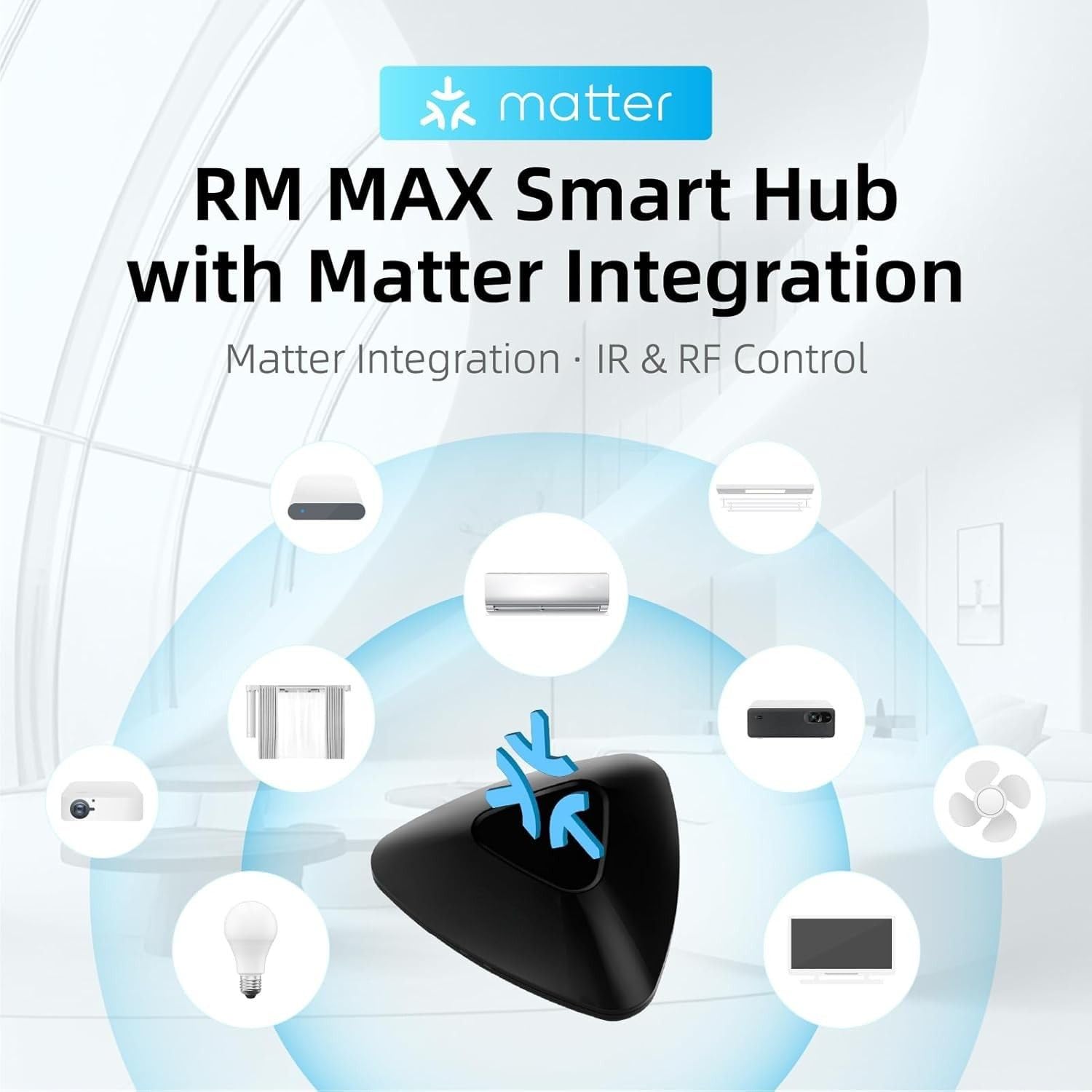 RM MAX Matter Smart Home Hub Matter Télécommande universelle avec fonction d'apprentissage du code pour WiFi et BLE pour appareils IR et RF, compatible avec Alexa et Google Home (WiFi 2,4 GHz