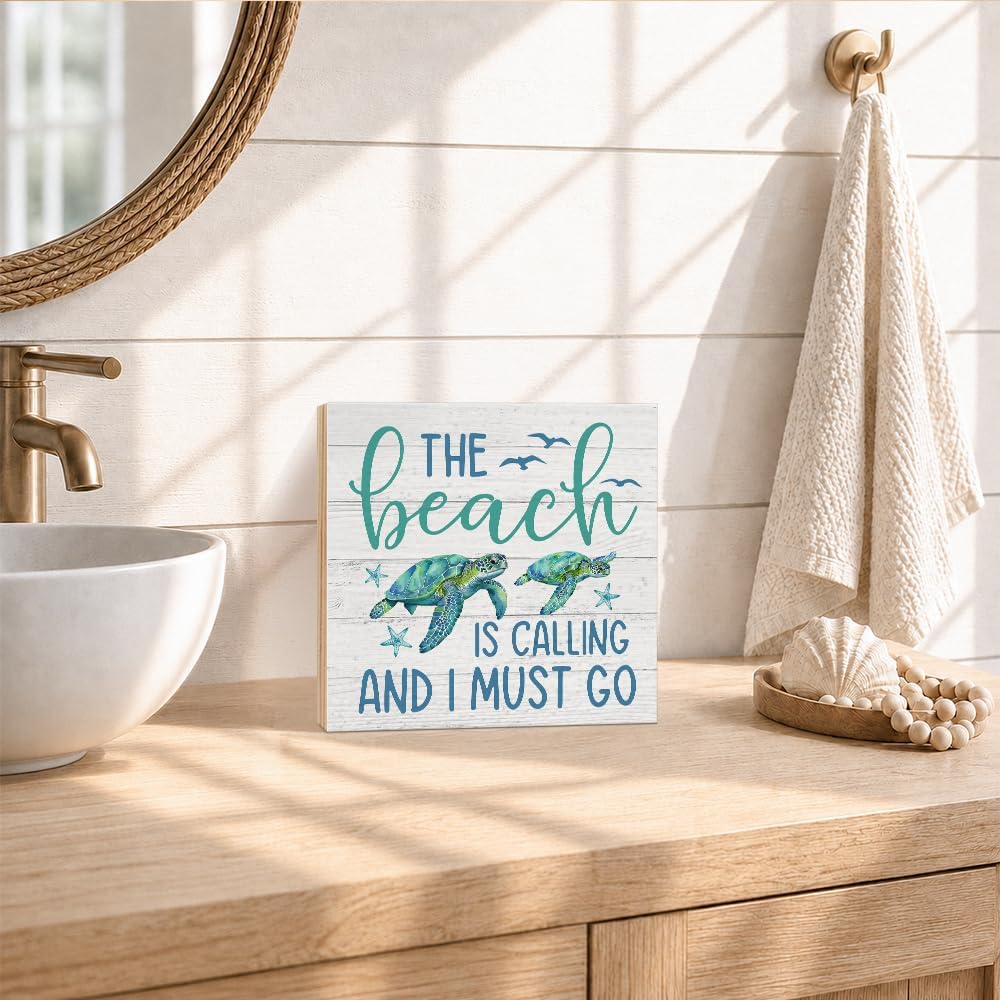 The Beach Is Calling And I Must Go Wooden Box Sign, Beach Decor image 5