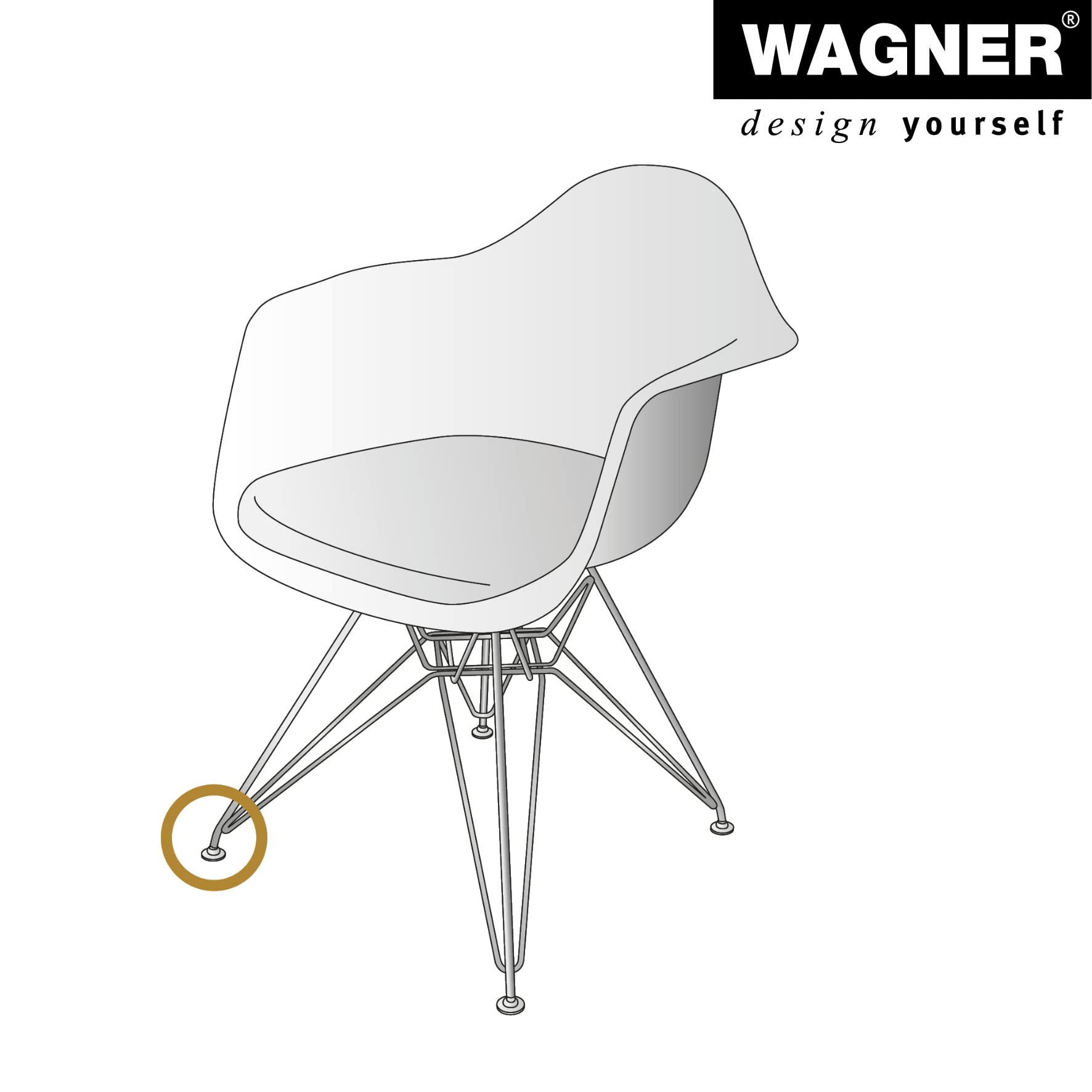 WAGNER Zestaw 4 stopek/stopek do poziomowania z przegubem kulowym Ø 37 mm, czarny, trzpień gwintowany M10 x 25 mm, ślizgacze meblowe - tworzywo sztuczne czarne - średnica Ø 30 mm wraz z - Made in DE -