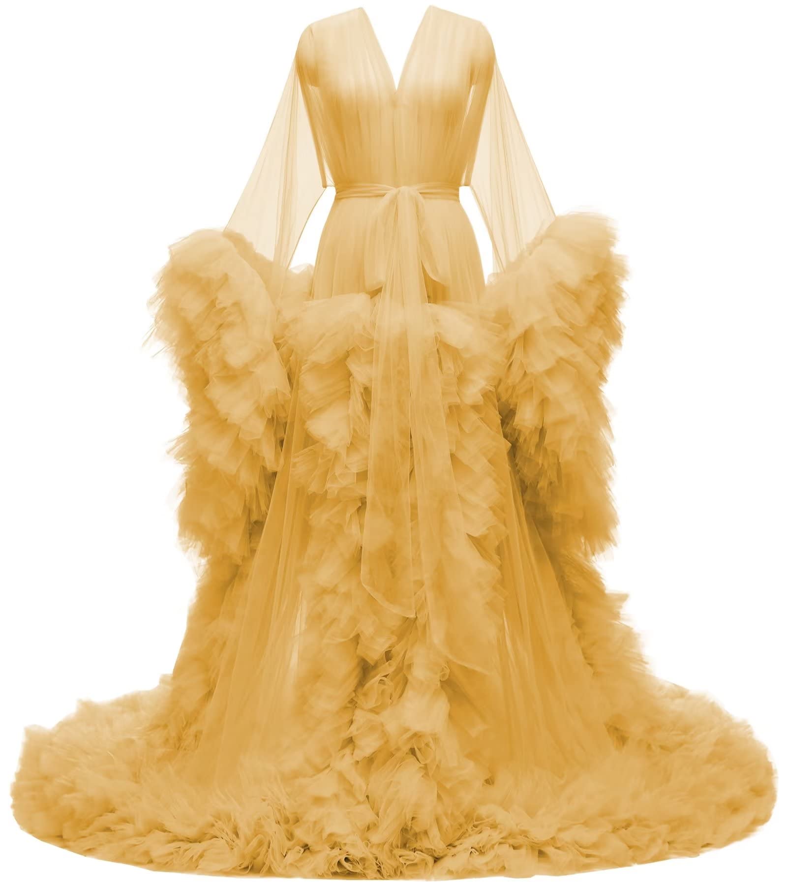 Tulle Maternity Dress Robe For Photoshoot - Long Sleeve, V-Neck, Bridal Or Baby Shower Photography