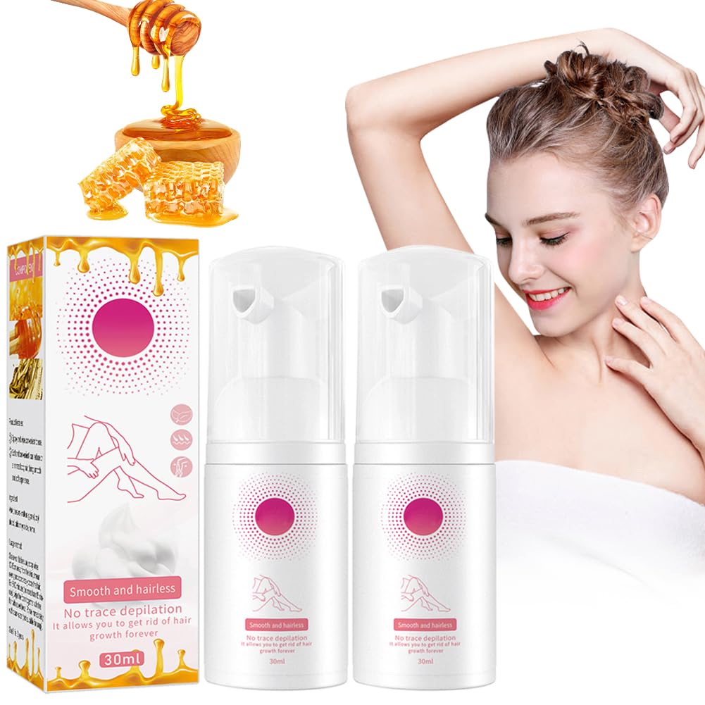 2 PCS Beeswax Hair Removal Mousse Hair Removal Spray Foam Hair Removal Spray Gentle Skin Friendly Moisturize Nourish Fast Hair Removal For Women And Men