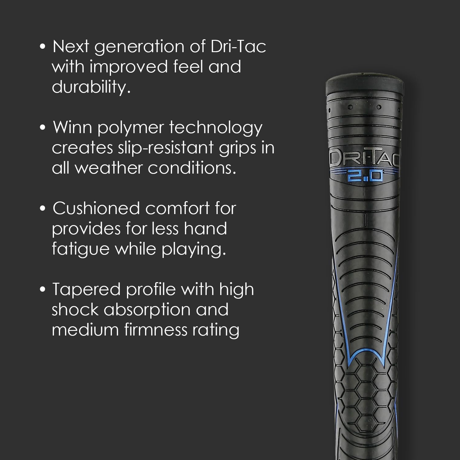 Winn Grips Dri-Tac 2.0 Serie Advance Polymer Technologie, 9-teiliges Golfgriff-Set mit 4 Größen