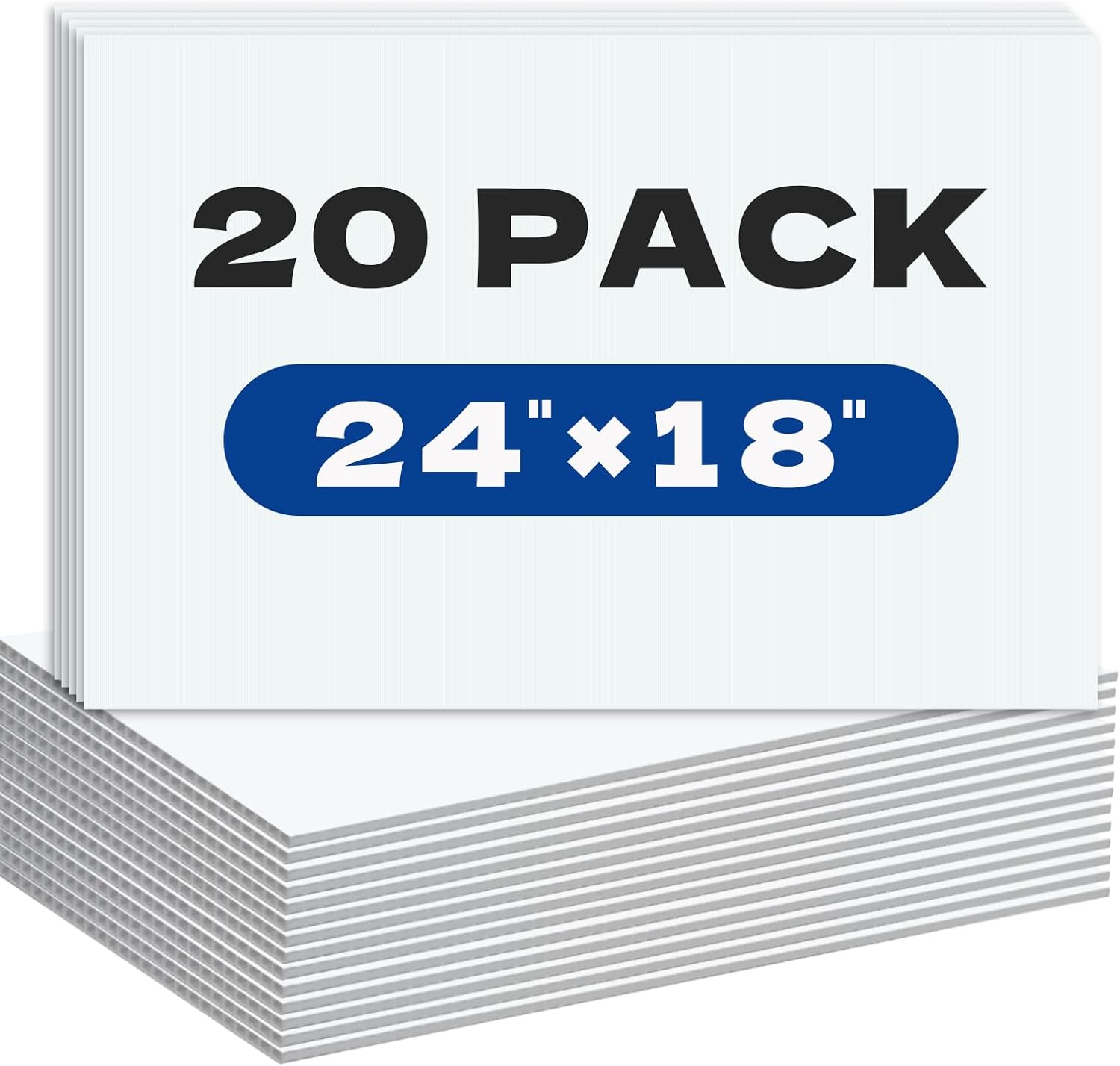 WENWELL 20 Pack Large Blank Yard Signs with 18 x 24",Corrugated Plastic Board for Estate Garage Sale,Party,Birthday,Wedding,Campaign,Parking,Make you own Outdoor Sheets (White) White 44 Centimeters