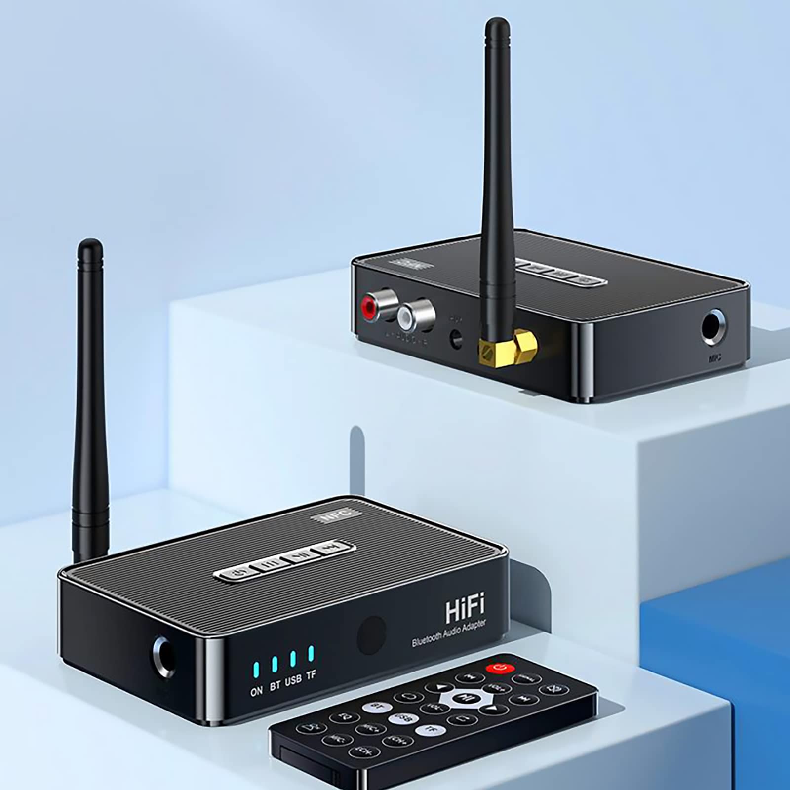 Bluetooth 5.1 Audio Receiver Adapter 3 in 1 Wireless NFC to RCA Stereo Audio Amplifier Adapter