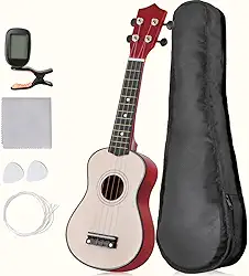 ​​Ukulele concerto acústico Nylon infantil Profissional 4 Cordas Mini 21 Polegadas de Madeira, Instrumento Musical para Crianças e Iniciantes a Partir de 3 Anos​