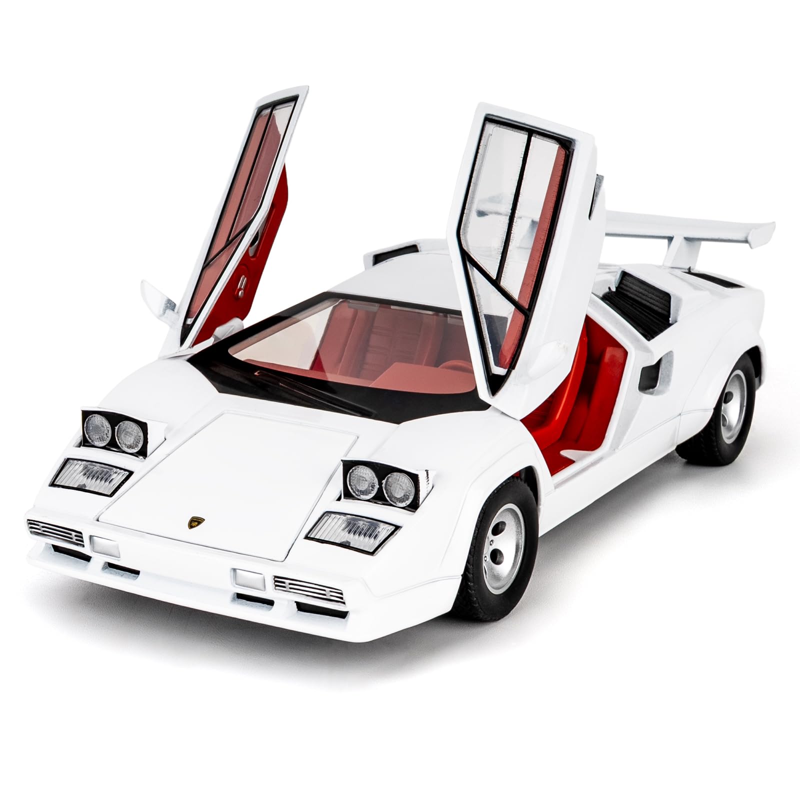 BGHSCA 1/24 Supercar Lamborghini Countach Toy Car Model, Die-cast Pull-Back Model Car with Sound and Liaht Effects, Toy Vehicles for Adults Kids 3+ Years, Collectible Gifts White