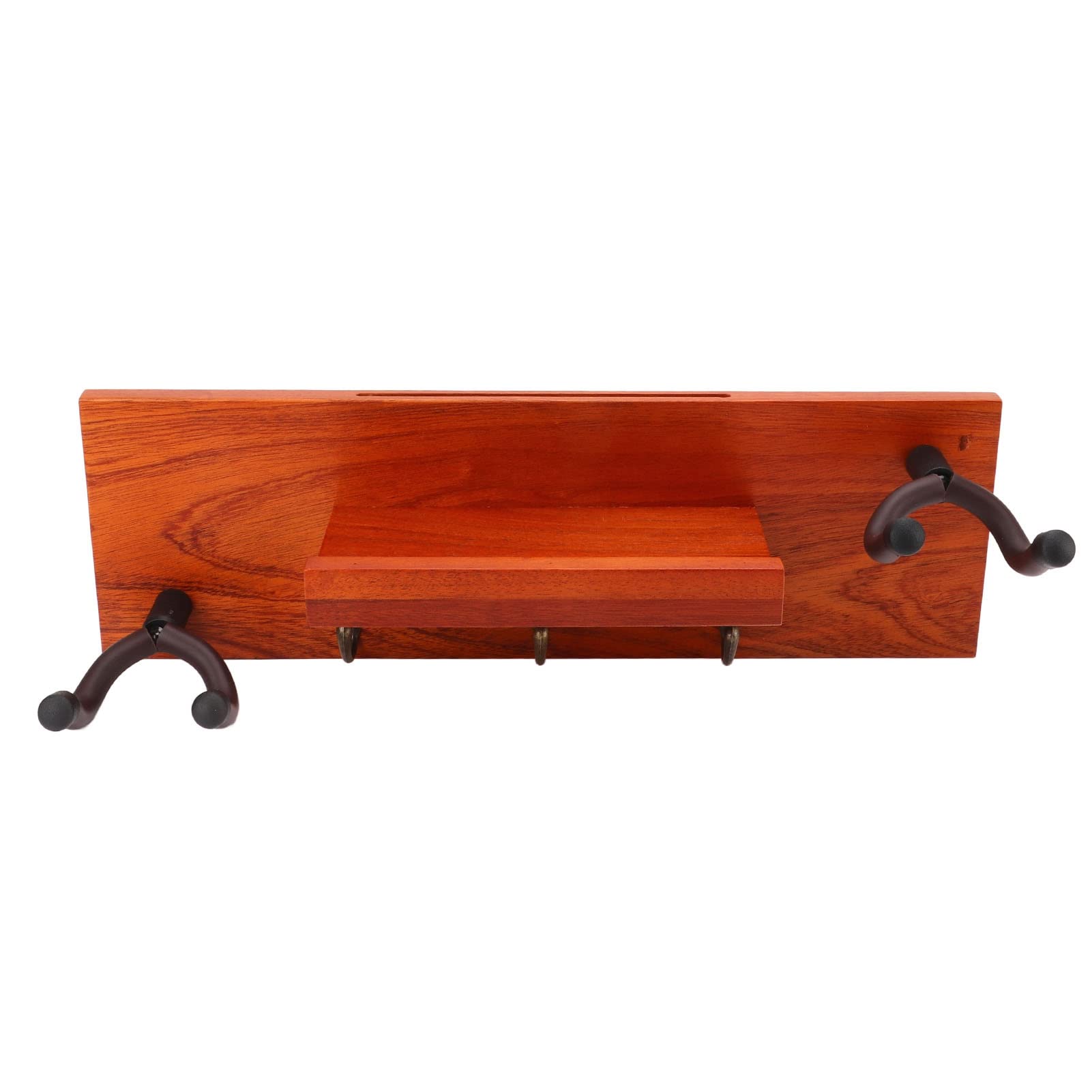 Soporte para estante de pared para guitarra, estante de madera con marco de hierro y almohadillas de silicona, soporte de guitarra multifunción 4 en 1 para guitarras acústicas y
