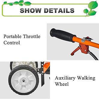Samnuerly 1.3KW Cordless Petrol Tiller, Garden Power Rotavator/Cultivator w/4 Blades, Power Tiller, Lawn Scarifier, for Garden Lawn, Soil Loosening