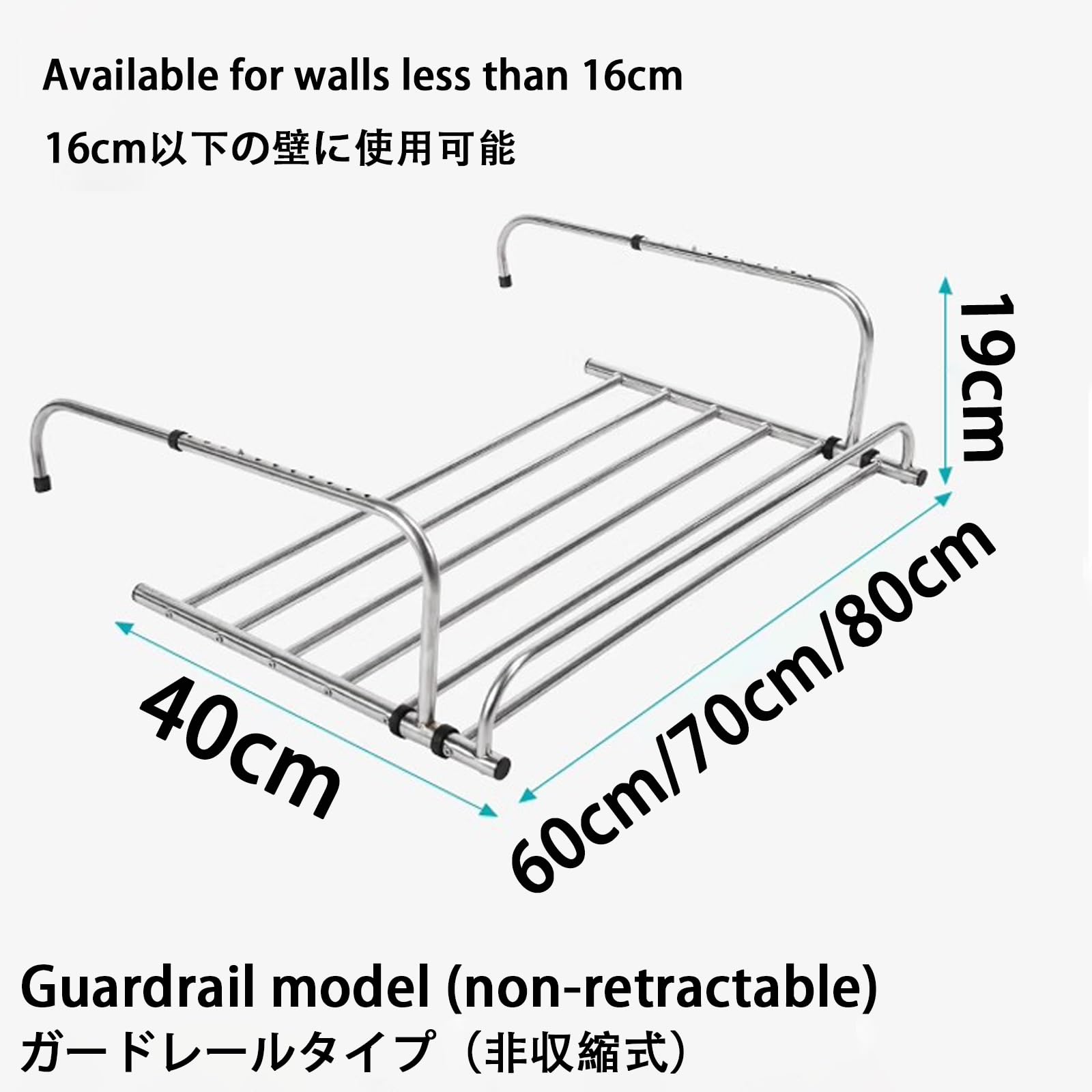 HJXGQJM Stendino da Termosifone, Stendibiancheria Portatile da Balcone, Stendibiancheria Portasciugamani Richiudibile Pieghevole in Acciaio(with Black Plates,80cm)