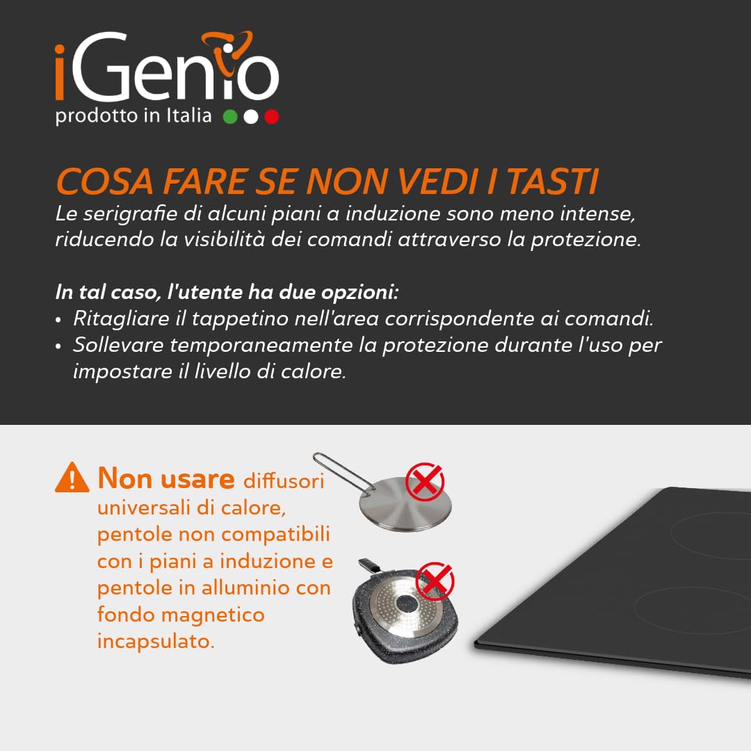 Tappetino cottura nero fumè per piano induzione - iGenio - 90X52 cm (art.297)