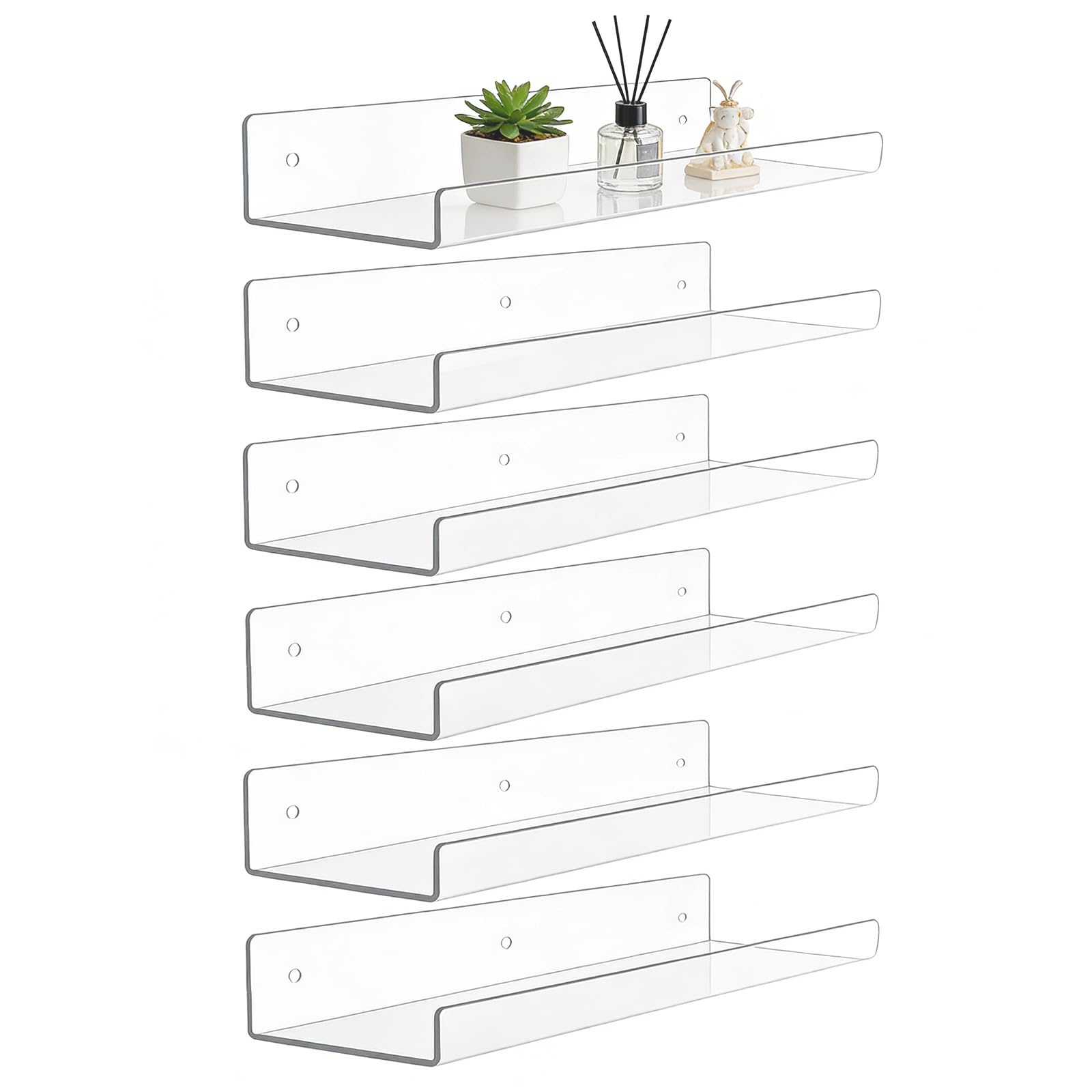 Clear Acrylic Shelves Invisible Floating Shelves for Wall 30x10cm Modern Bookshelves Display Shelf Organizer for Books, Plants, Spices, Bathroom, Bedroom, Kitchen, Living Room & Office Decor 6 Park