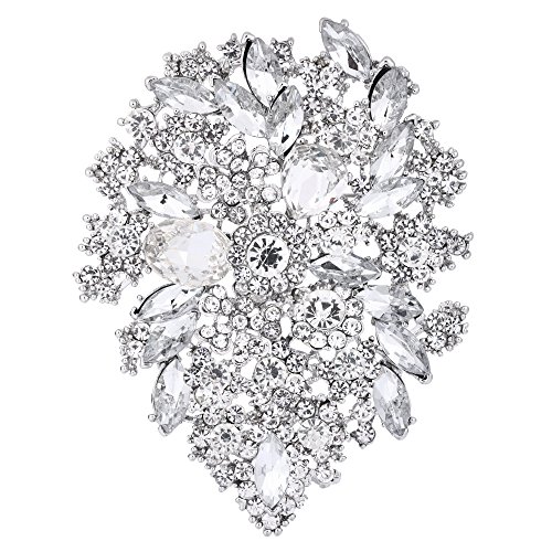Image of EVER FAITH Women's Austrian Crystal Vintage Style Flower Leaf Cluster Brooch Pendant