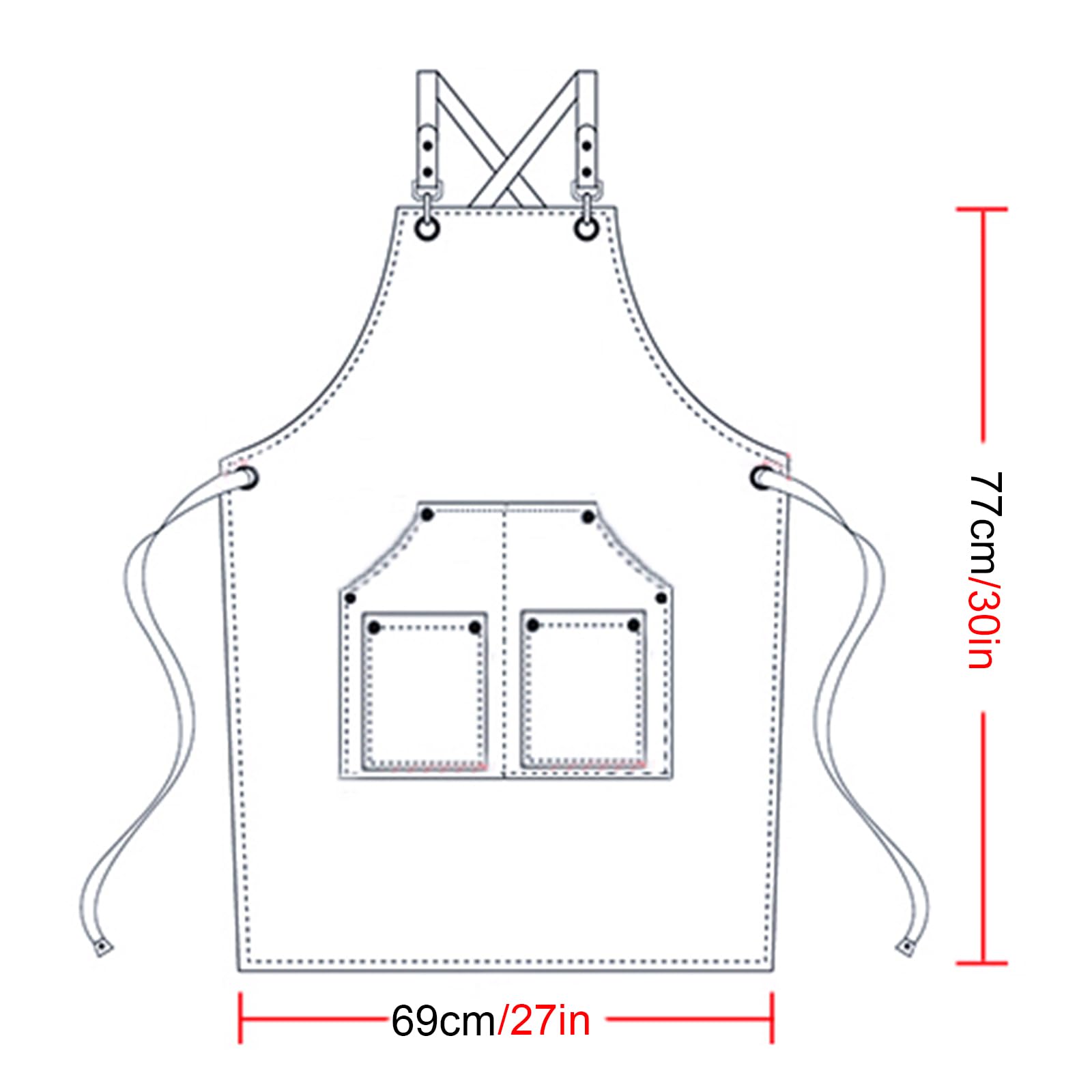 Grembiuli, Grembiule da cuoco for uomo e donna, in tela, con 4 tasche, for cucina, casa