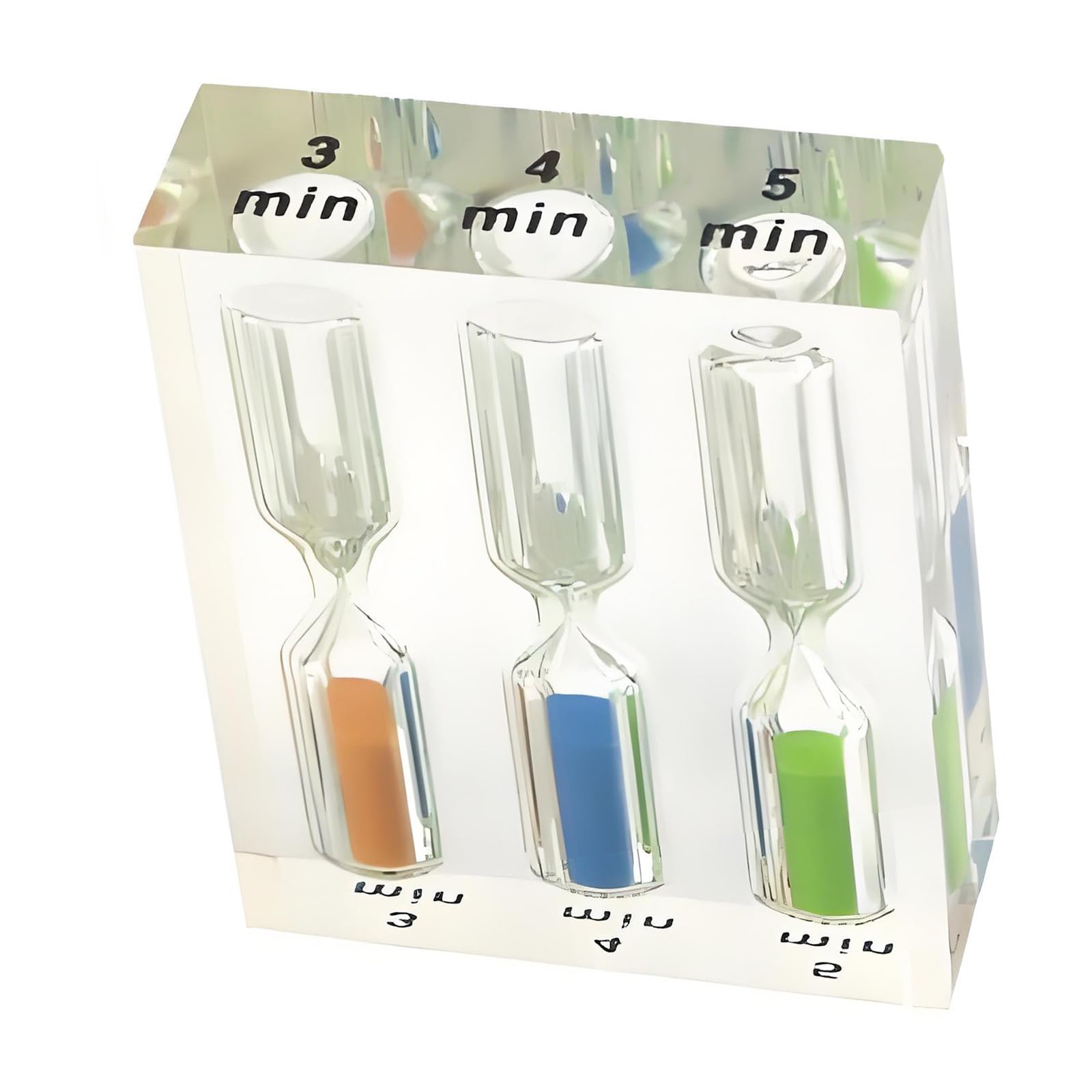 Tfaoys 3 4 5 Minutes Triple Chamber Sand Timer Block, Acrylic Visual Timer For Homework, Brushing Routine, Kitchen Timing Decor Visual Sand Acrylic Block Homework Brushing Routine Kitchen Desk Desktop Countdown