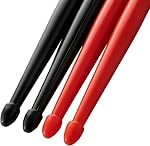 5A Drumsticks Nylon 2 Pairs with ANTI-SLIP Handles for Drum Light Durable Plastic Exercise Drum Sticks Musical Instrument Percussion Accessories (Black and Red)