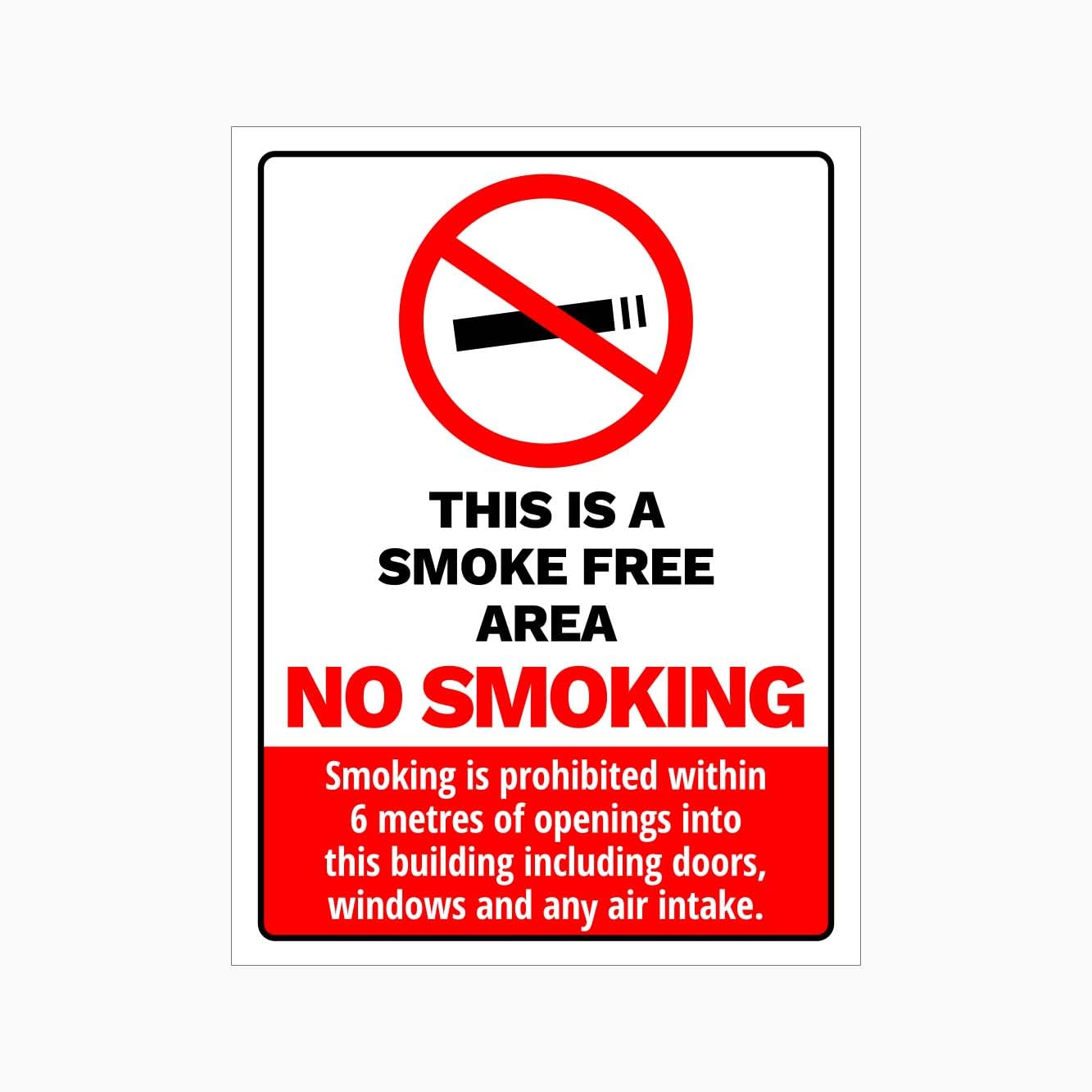 THIS IS A SMOKE FREE AREA NO SMOKING Sign, 12x8 Metal Tin Sign, Smoke-free zone.