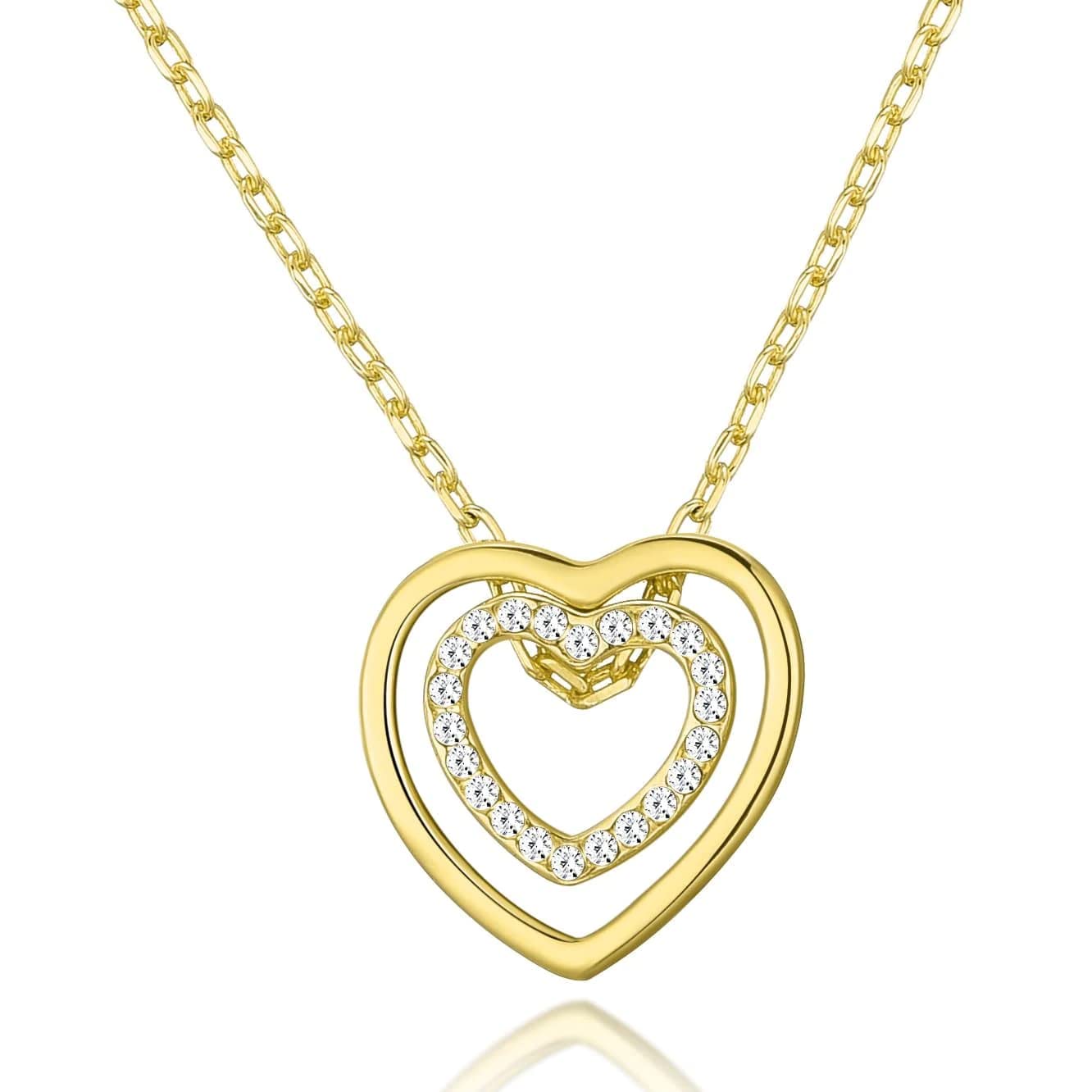Philip JonesGold Plated Double Heart Necklace Created with Zircondia® Crystals