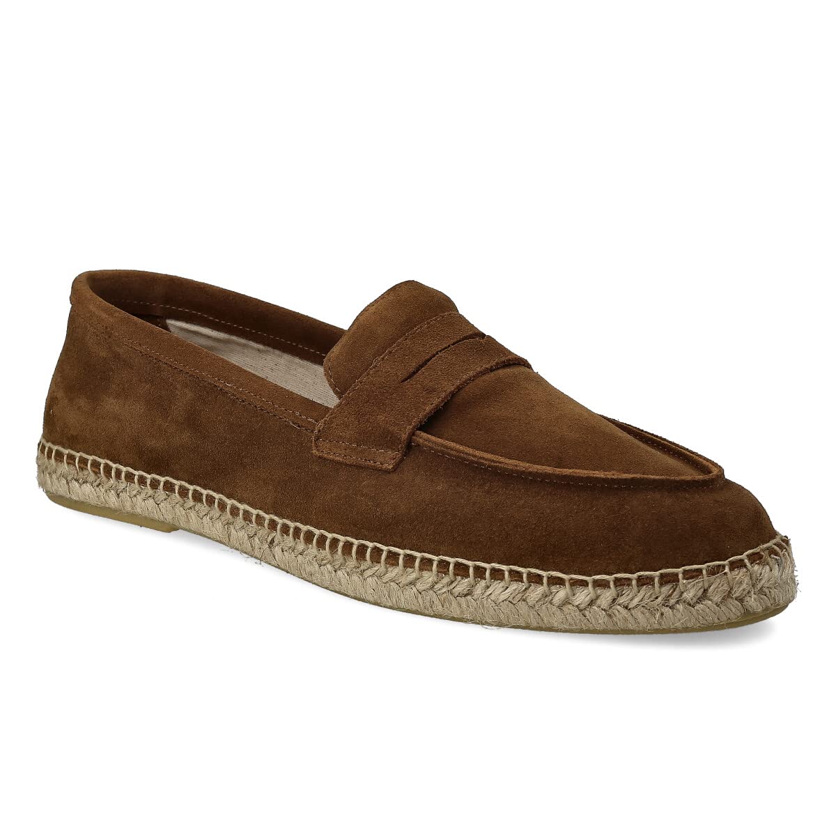 Espadrillas Mocassini da Uomo in Pelle Scamosciata. Sandali di Juta Estive e Flessibili. Design Liscio o Mascherato. Marrone, Blu Navy e Kaki