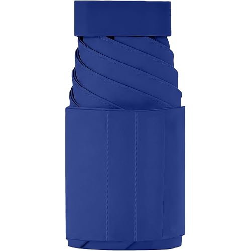 Mini Folding Travel Umbrella/Parasol, Widened Strap for Neat Storage, Compact/Flat Handle/Waterproof Rain/Sun, Purse/Pocket/6Ribs/UPF 50+/UV Protection, Men Women Kids/Ultra-Lightweight