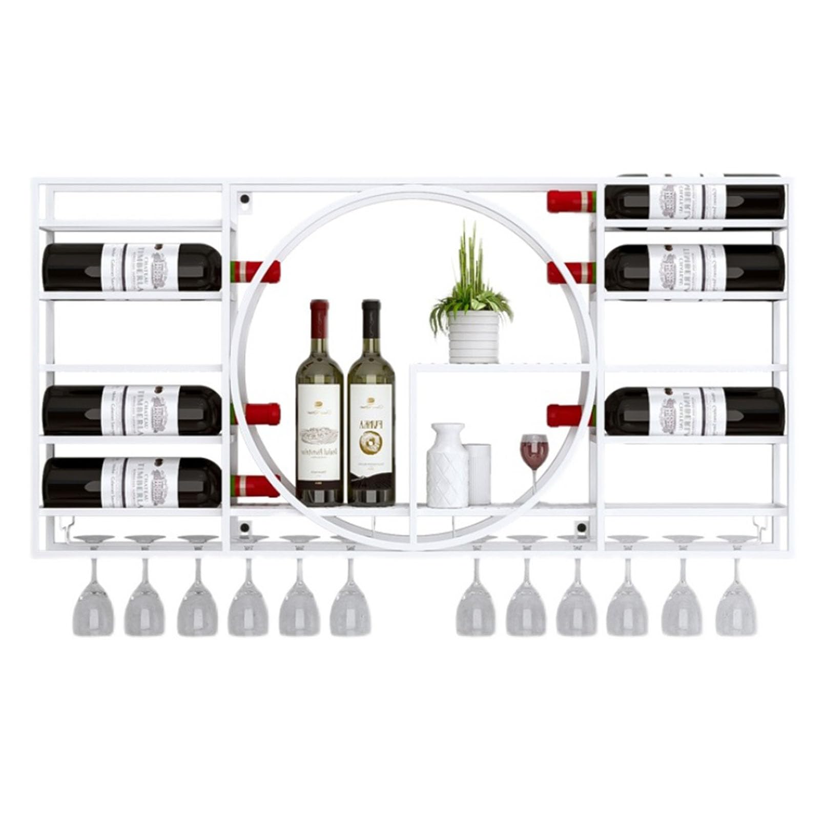 Étagère rustique en fer pour bouteilles de vin et verres au salon ou bar