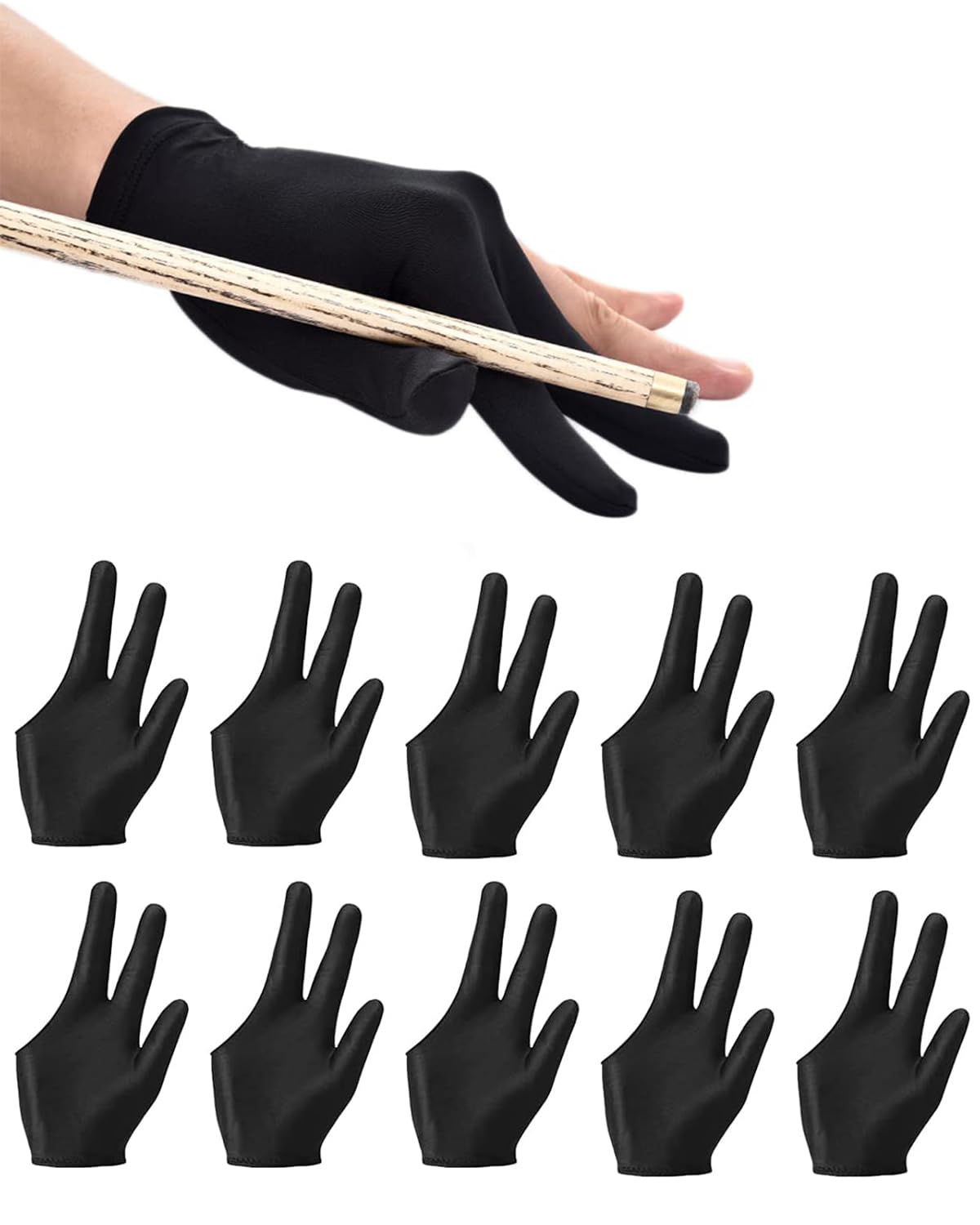 Plexaris 10 Pcs Pool Snooker Gloves, 3-Finger Snooker Billiard Pool Cue Gloves, Breathable and Sweat Absorbing Billiard Gloves for Playing Billiard for Men and Women (Black) (B0DFPMXX7K) Amazon Price History, Amazon Price Tracker