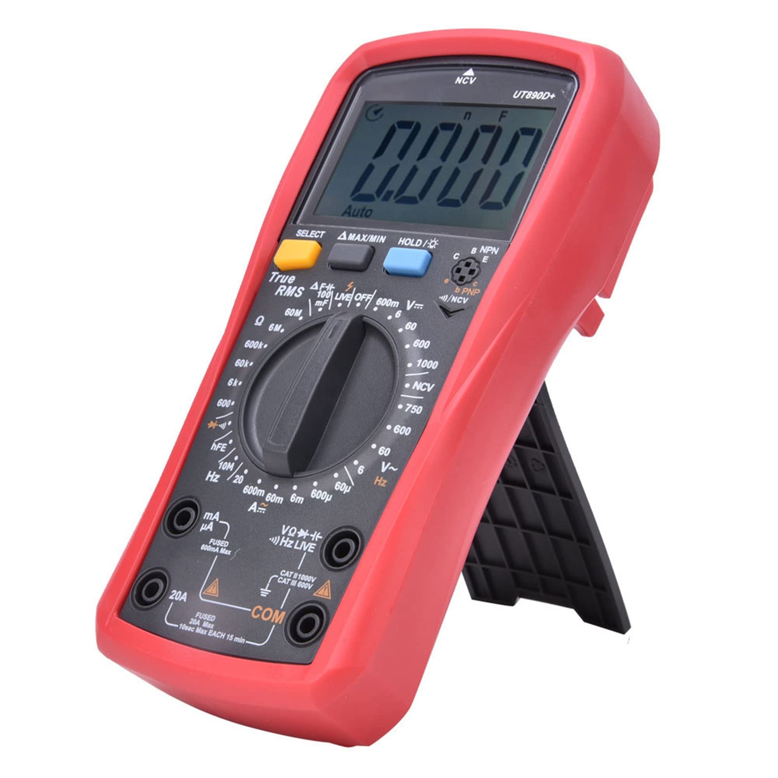 UT890D+ Multimetro Digitale Multimetro, Multimetro Digitale Multi Tester Tester di Tensione Digitale AC/DC Resistenza Corrente Frequenza Capacità Temperatura Voltmetro Ohm Volt
