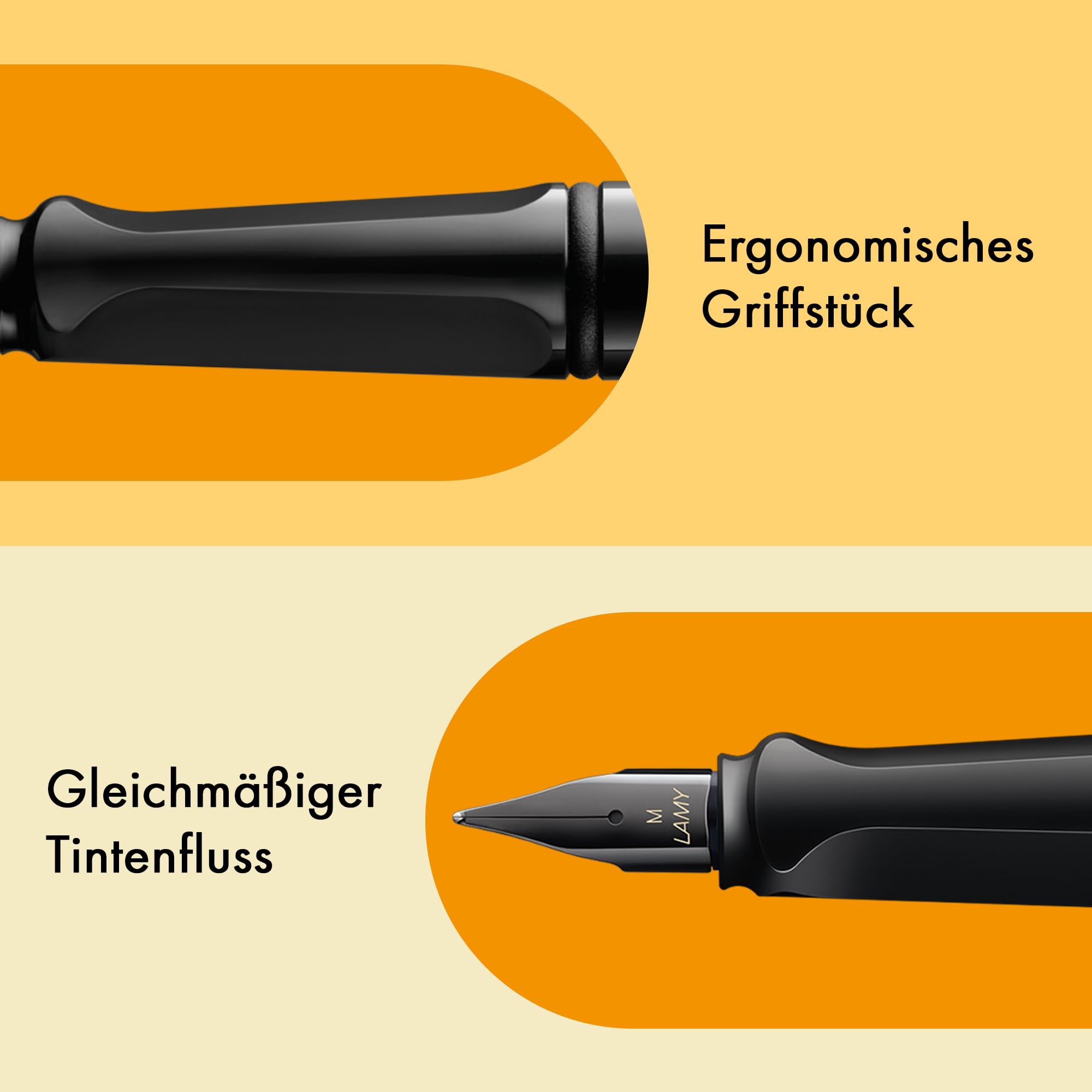 Lamy safari multicolor Füller-Set – Special Edition mit 2 Füllhaltern in all black & all white – Stahlfeder in Strichbreite M – mit 2 blauen Tintenpatronen, 12 austauschbaren Farbringen & Geschenkbox