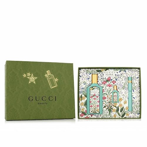 Gucci Flora Gorgeous Jasmine EDP - Set de regalo para mujer: 3.4 fl oz + mini spray de 0.3 fl oz + mini bolígrafo de 0.2 fl oz en aerosol, caja dura