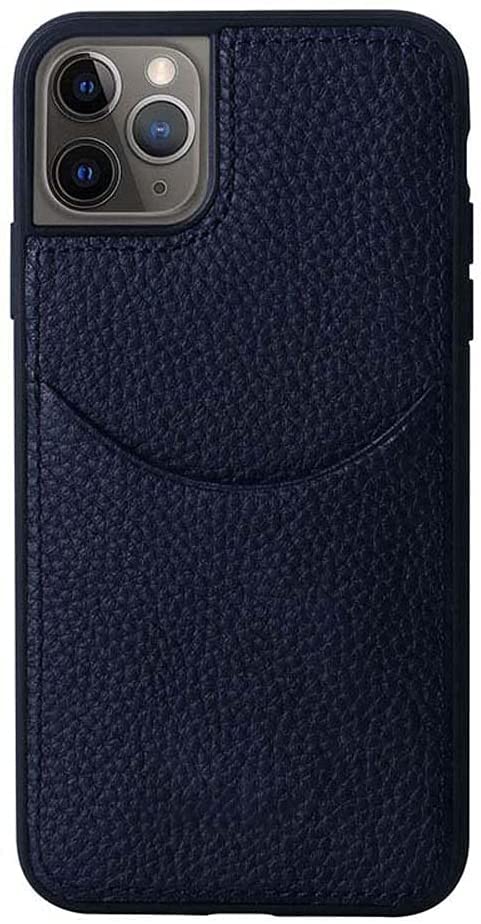 Coque cuir bleu iPhone 11 Pro Max antichoc avec fente carte