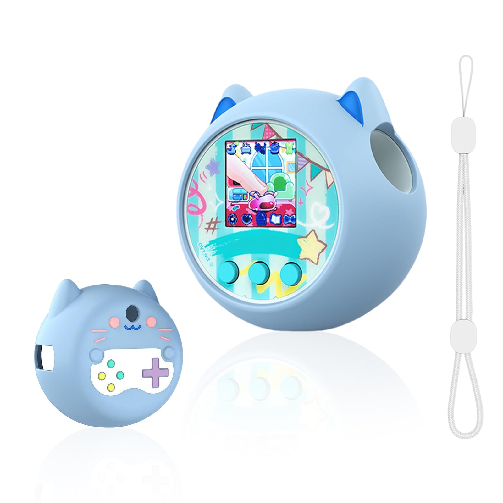 GETBSTOOP Silicone Cover Compatible with Punirunes Interactive Digital Toy, Cute Cartoon Skin Sleeve with Lanyard, Easy Carry And Anti-Scratch Protective Case for Punirunes