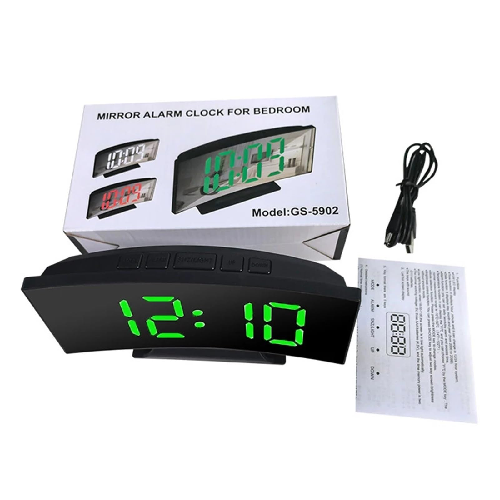 Horloge électronique silencieuse haut de gamme avec écran LED miroir H