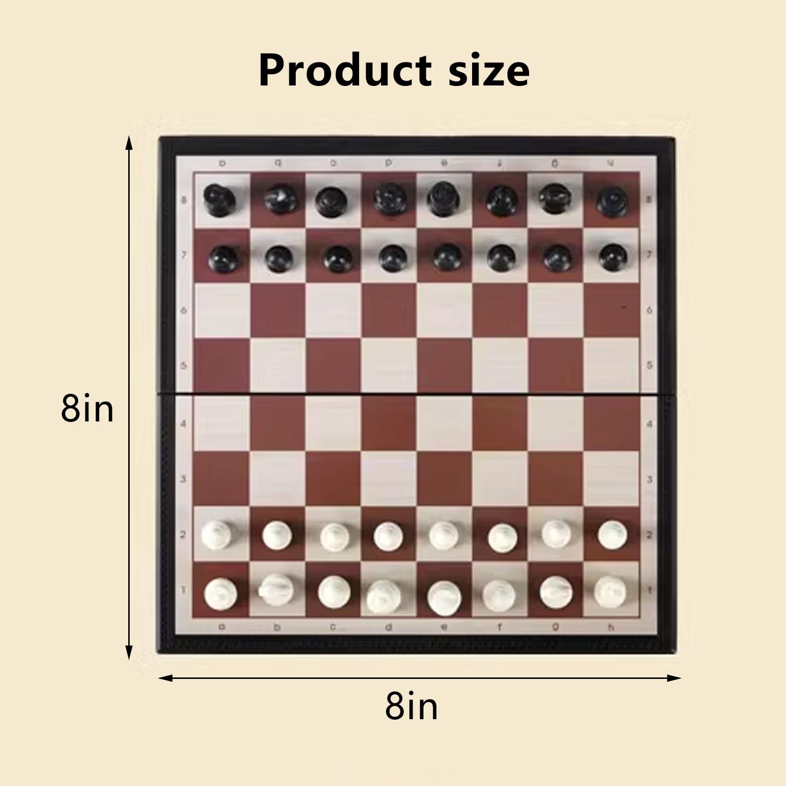 Scacchiera Portatile,Scacchiera Pieghevole 8"con Slot di Stoccaggio di Scacchi,Facili da Trasportare,Scacchiera Magnetica Pieghevole per Principianti E Adulti(Size:8 * 8in)