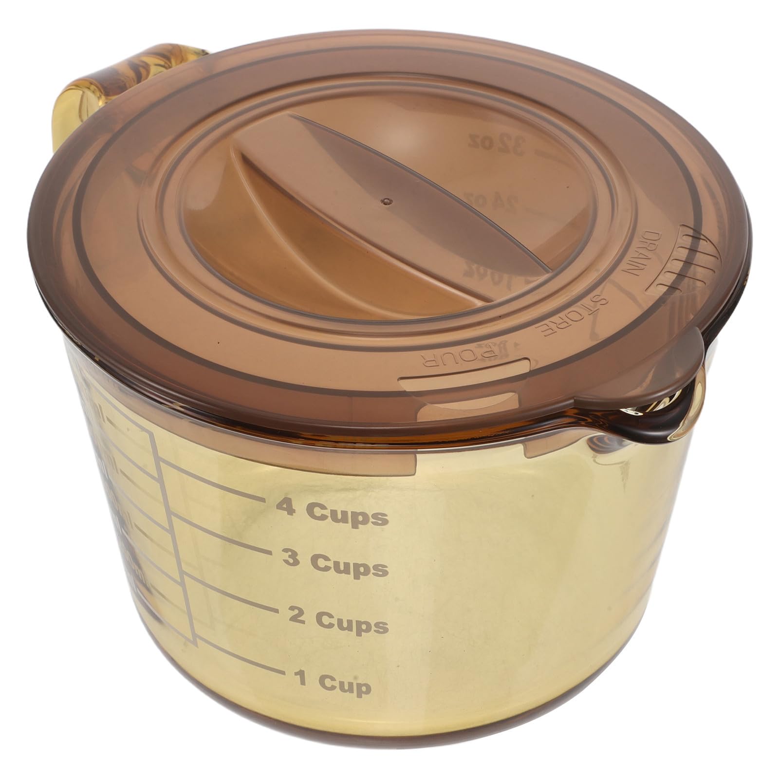 POPETPOP Taza Medidora de Vidrio para Cocina con Capacidad de 1000ml, Tapa Protectora para Frescura, Diseño Amarillo Adecuado para Hornear y Uso en Cocina
