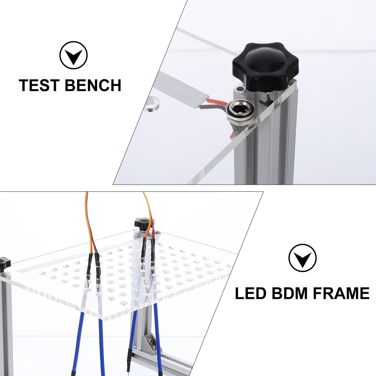 HEMOTON Support de Carte ECU LED avec 4 Sondes, Cadre de Test pour Programmateur ECU, Outil de Diagnostic Automobile Compatible Ktag Kess, Adapté à L’Analyse Réparation Électronique