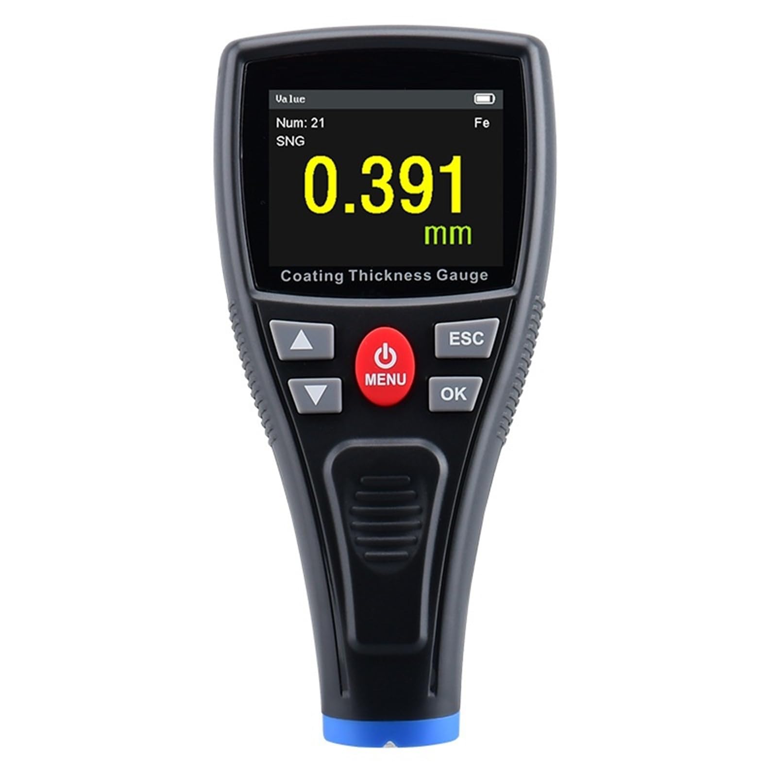 Thickness Gauge T2110B Coating Thickness Gauge Bluetooth Version Data Viewing and Transfer Iron/Aluminum Dual Substrate Measurement USB Connection Easy to Carry