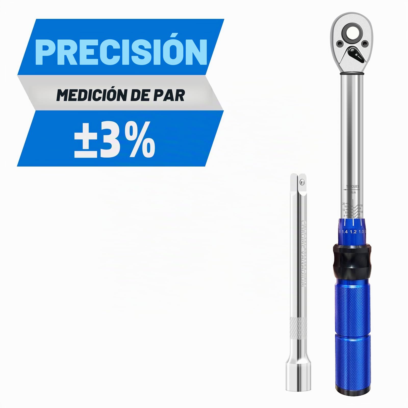 Llave Dinamométrica 1/4'' pulgadas, ±3% Precisión, Llave de Torque 2-24 Nm para cambio de neumáticos y motocicletas, juego de llaves de torque