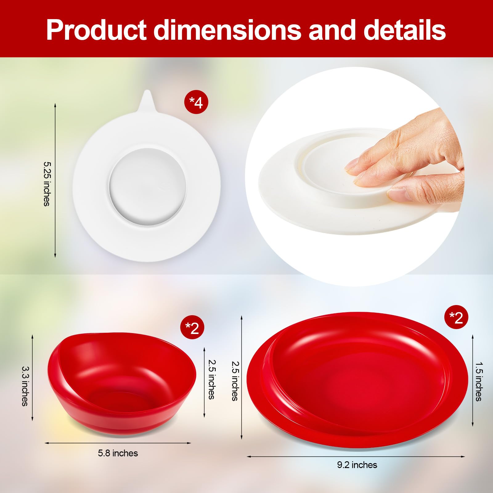 Hushee Juego de cuenco y plato adaptativo a prueba de derrames con base de succión antideslizante para ancianos discapacitados de Parkinson, demencia, accidente cerebrovascular, temblor (2 juegos