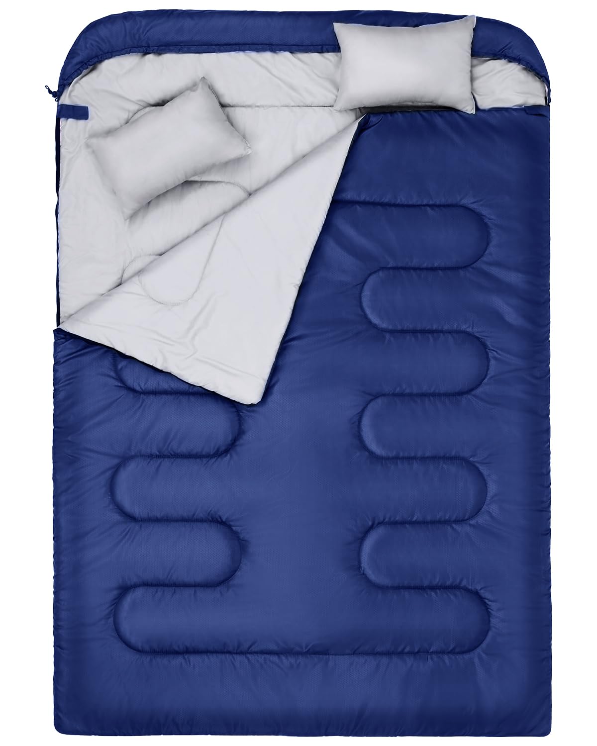 Sportneer Double Sleeping Bag for Adults with 2 Pillows, Queen Size Two Person Sleeping Bag for All Season, 2 Person Sleeping Bags for Cold Weather Camping Hiking Backpacking