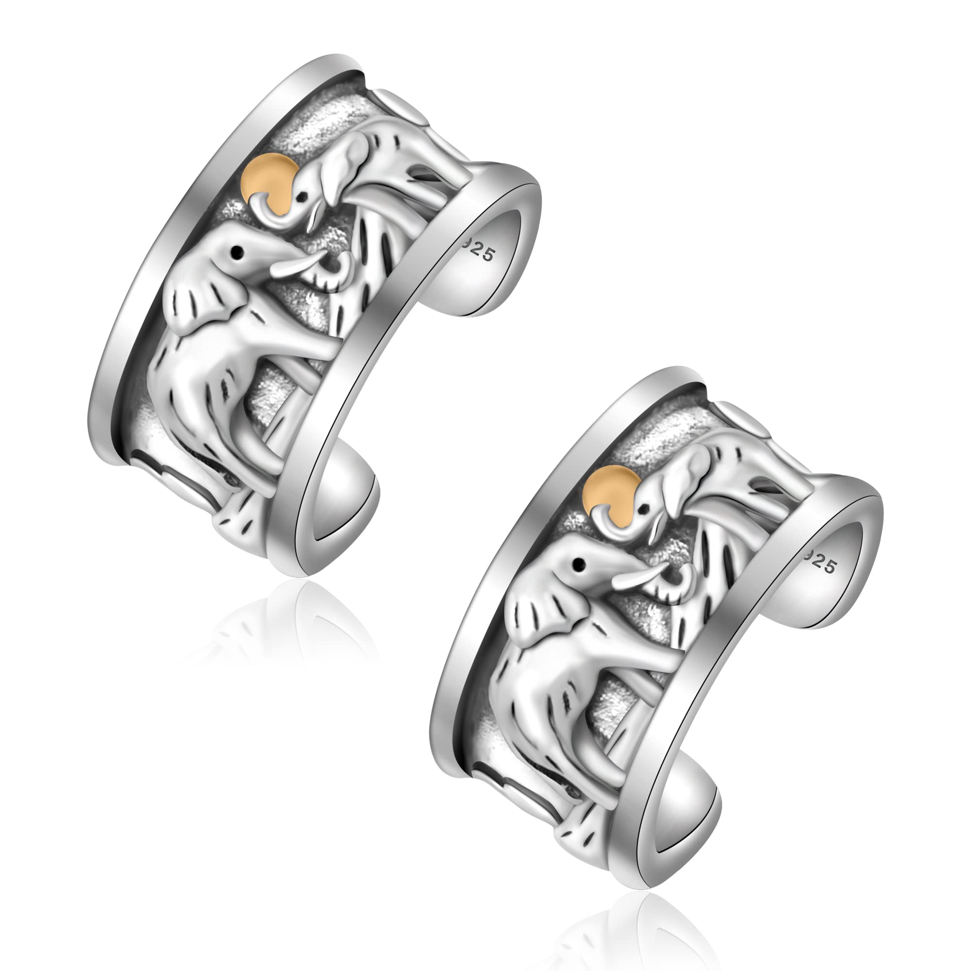CHIC &amp; ARTSY 925 Sterling Silver Ear Cuffs for Women, Non Piercing Clip On Cartilage Cuffs, Adjustable Fake Conch &amp; Helix Earrings, Gold Plated &amp; Oxidized Various Styles