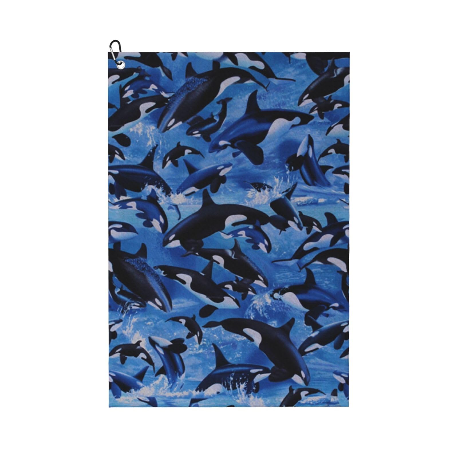 Hnnkloy Killer Whale, 16x24 in Portable Waffle Golf Towels with Carabiner Clip for Golf Bag