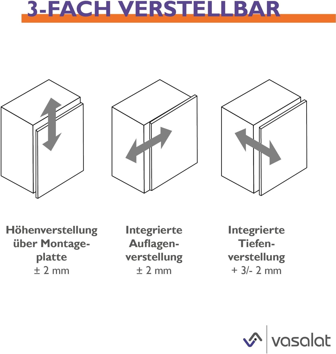 Hettich TH52 Sensys Wide Angle Hinges 2x 2x Wide Angle Hinges 8657i Reclining Dampened Opening Angle 165 Degree for Screwing on with Base Plates