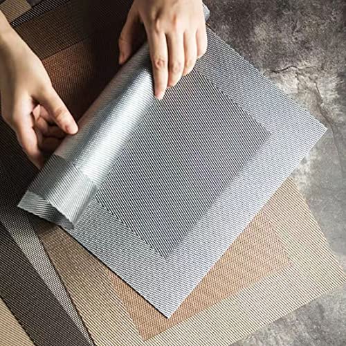 Placemats Set Of 6, Placemats Place Mats For Kitchen Dining Table, Heat-Resistant Anti-Skid Stain Washable Pvc Table Mats, Easy To Cleaning Woven Vinyl Dinner Mats,12 X 18 Inch (Gray)… #TOP3