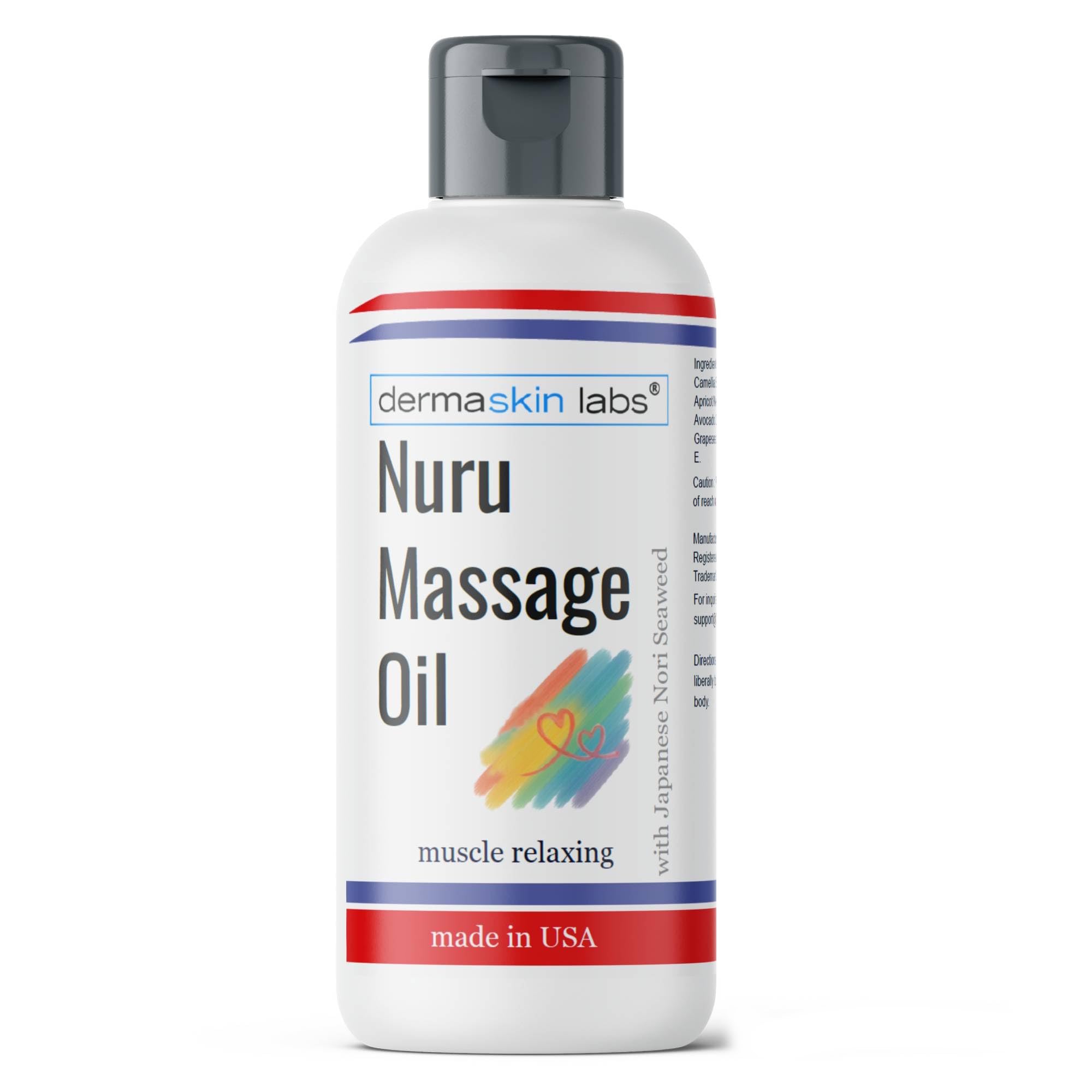 Nuru Massage Oil Body on Body Massage All Natural Relaxing Super Slippery for Sore Muscles, Dry Skin with Japanese Nori Seaweed Made in USA