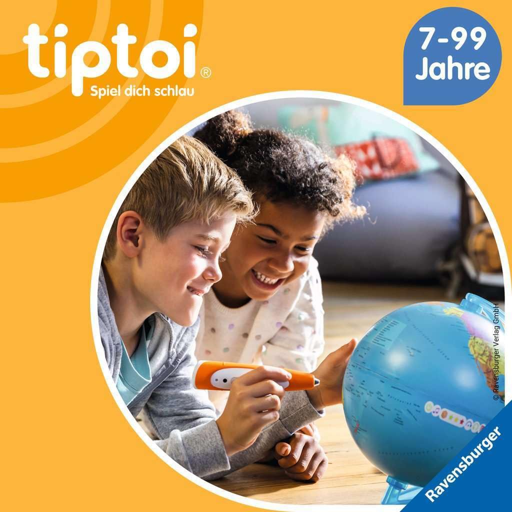 Ravensburger tiptoi game 00107 - Il globo interattivo della conoscenza - globo didattico per bambini dai 7 anni in su, giocattoli per maschi e femmine, per 1-4 giocatori